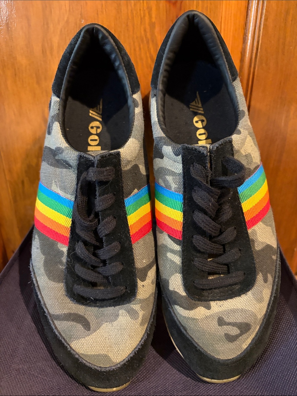 Gola Camo Sneakers with Rainbow Stripes GUC -Sz 7